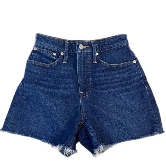 Madewell Dark Wash Cut Off Curvy High Rise Denim Shorts Size 24 - Picture 1 of 9
